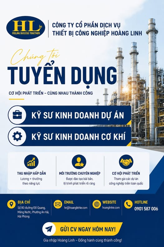 [Tuyển Dụng] Kỹ Sư Kinh Doanh Dự Án & Kỹ Sư Kinh Doanh Cơ Khí Tại Hải Phòng