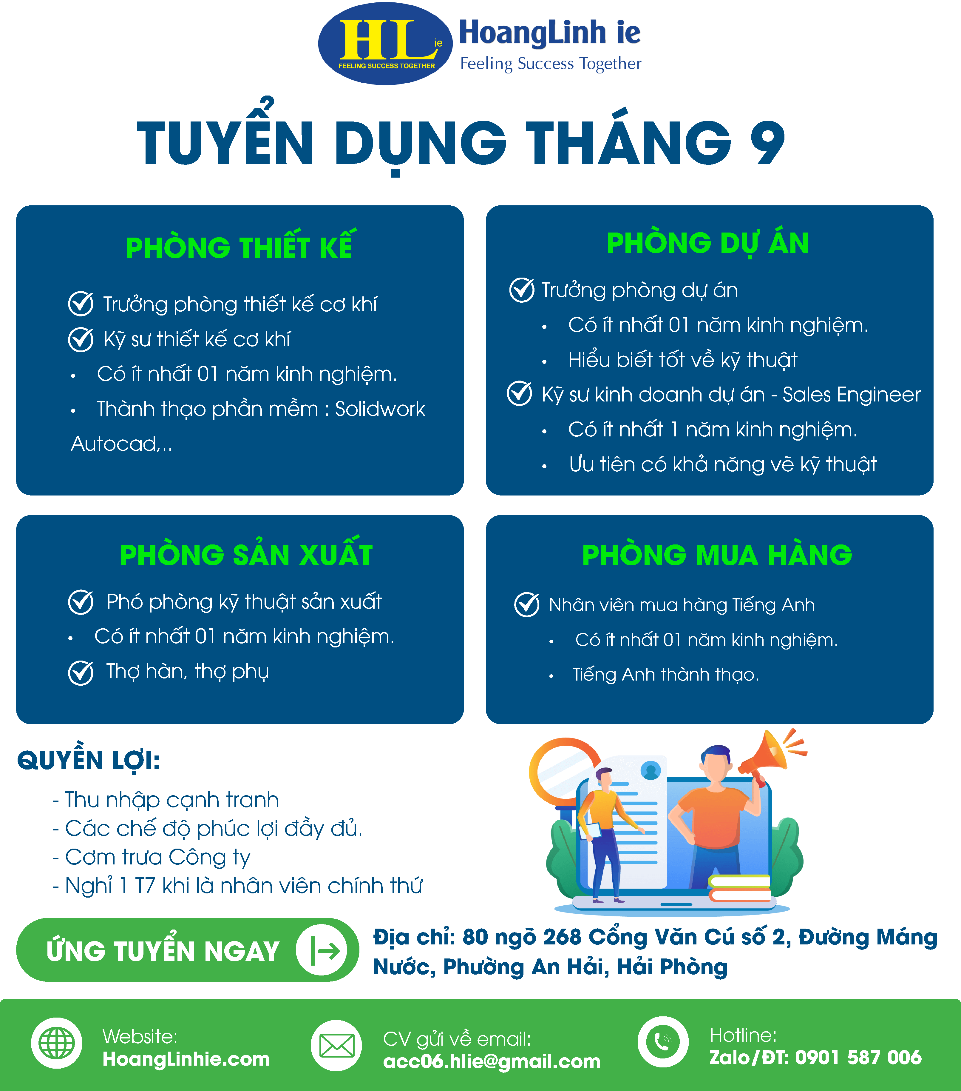 Bản tin tuyển dụng tháng 9 ( HLie Hải Phòng) 