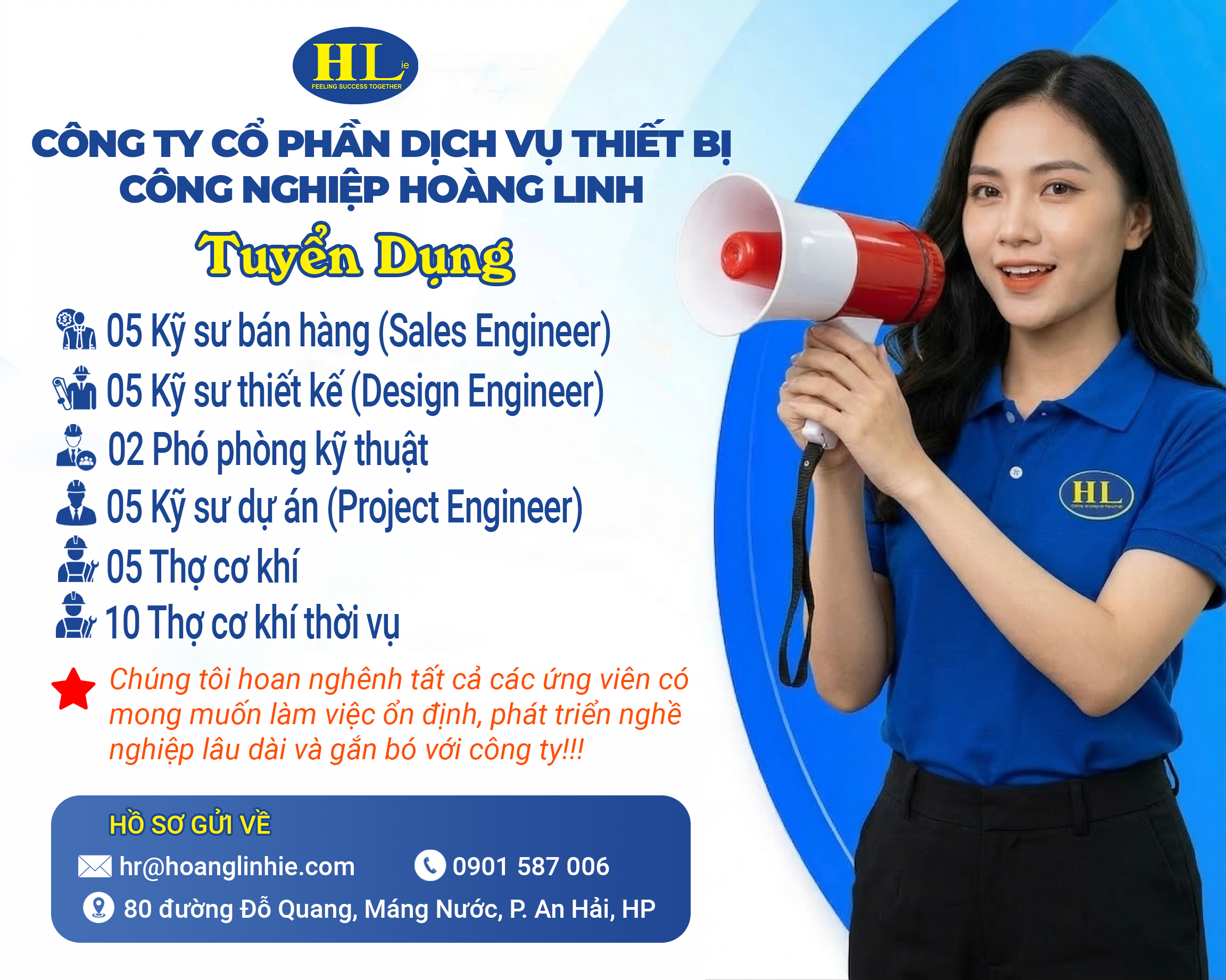 TUYỂN DỤNG: KỸ SƯ BÁN HÀNG | KỸ SƯ THIẾT KẾ | PHÓ PHÒNG KỸ THUẬT | NHÂN VIÊN DỰ ÁN | KỸ THUẬT THỜI VỤ